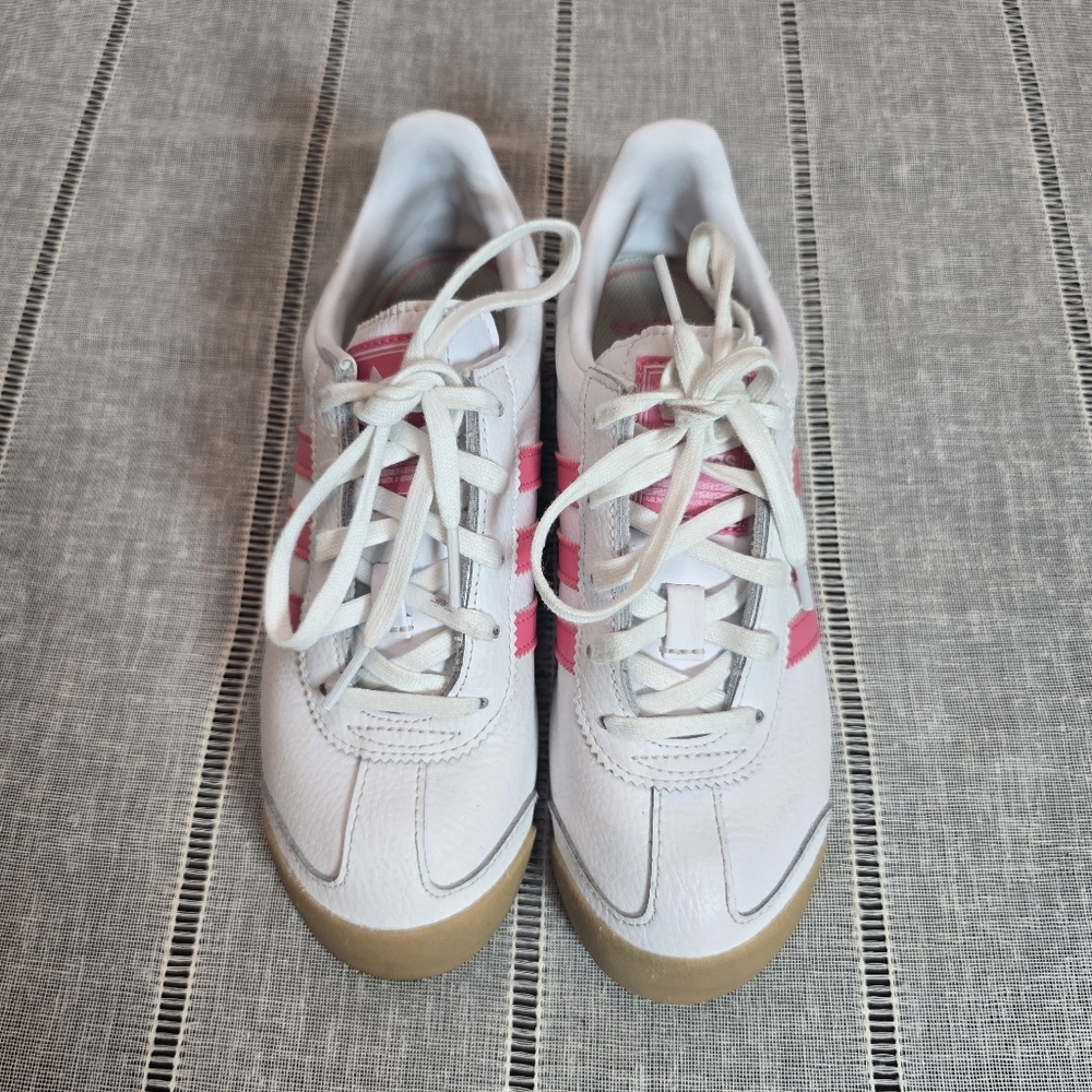 Adidas Samoa White and Pink Sneakers with Gum Sole girls Size 3 - Picture 10 of 13
